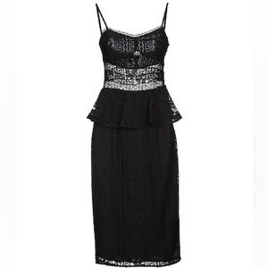 MARCIANO BLACK LACE MIDI DRESS